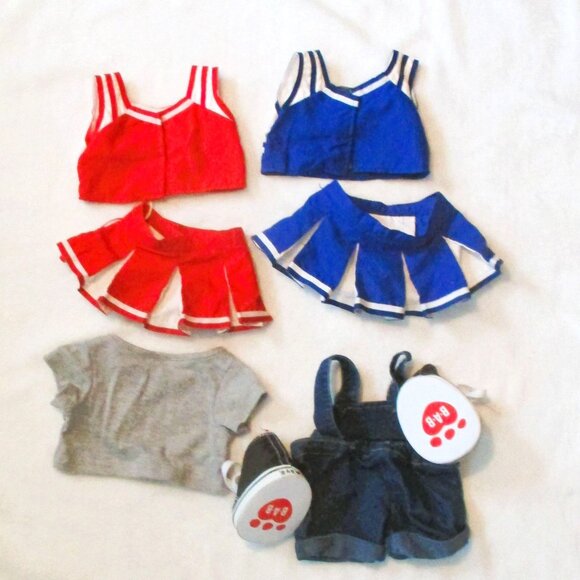 Build-A-Bear Lot of 8 -Cheerleader Outfits Your My Person Denim Romper Shoes - Picture 3 of 3